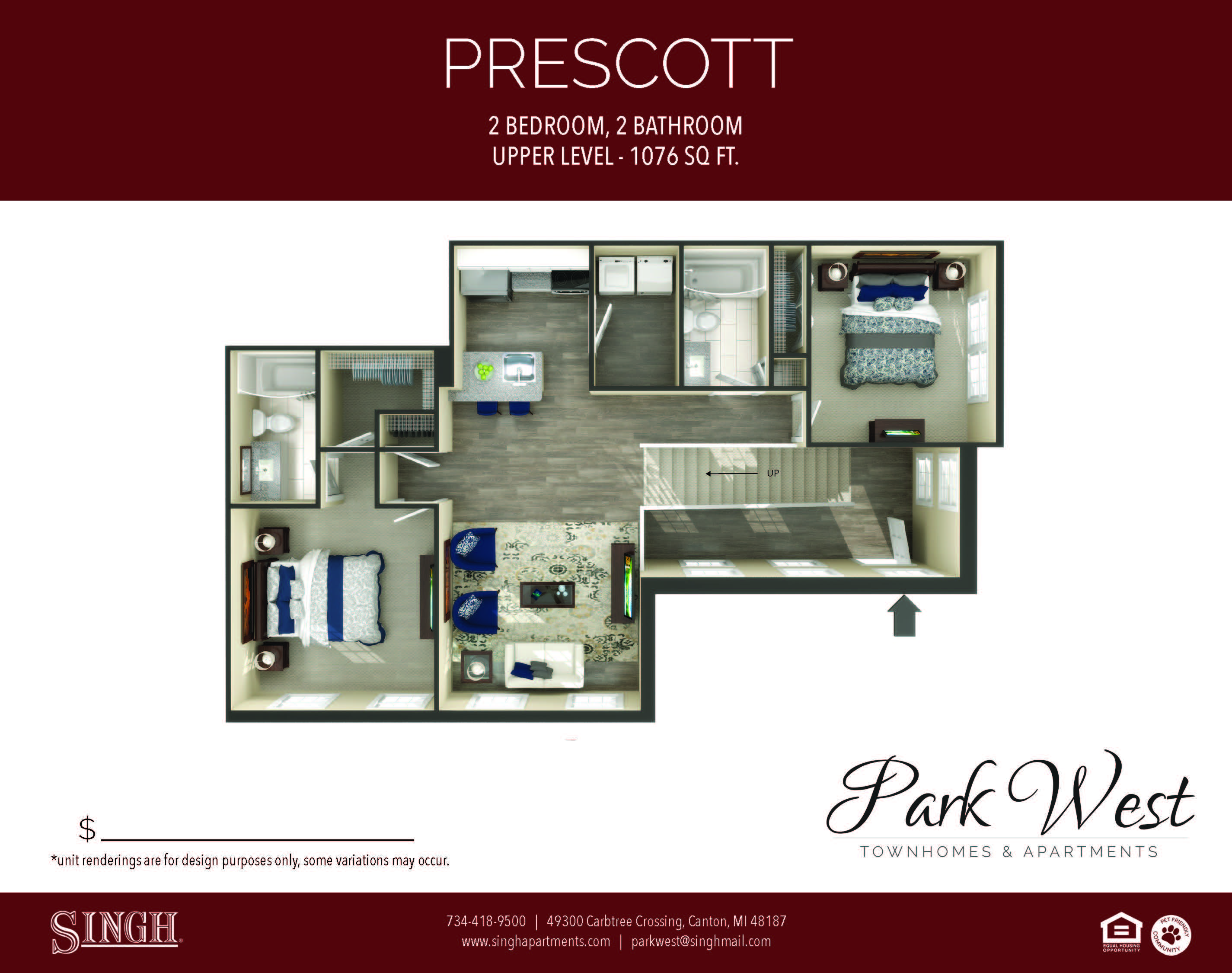 Prescott Floor Plan at Park West, Canton